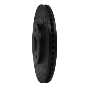 Nissan Rogue Brake Rotor (1) - Front Right - R1 Concepts - Drilled & Slotted - Black - `14-`19